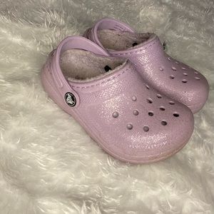 Toddler purple glittery crocs